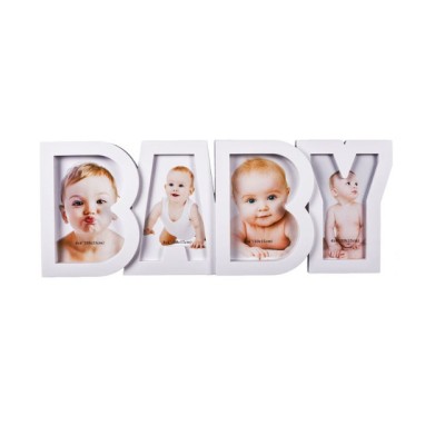 Rama foto bebe, Mobi, 4 cadrane, alba, 18x44 cm foto