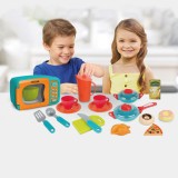 Set Jucărie Bucătărie pentru Copii, Cuptor cu Microunde, 21 Piese, Multicolor, Oem