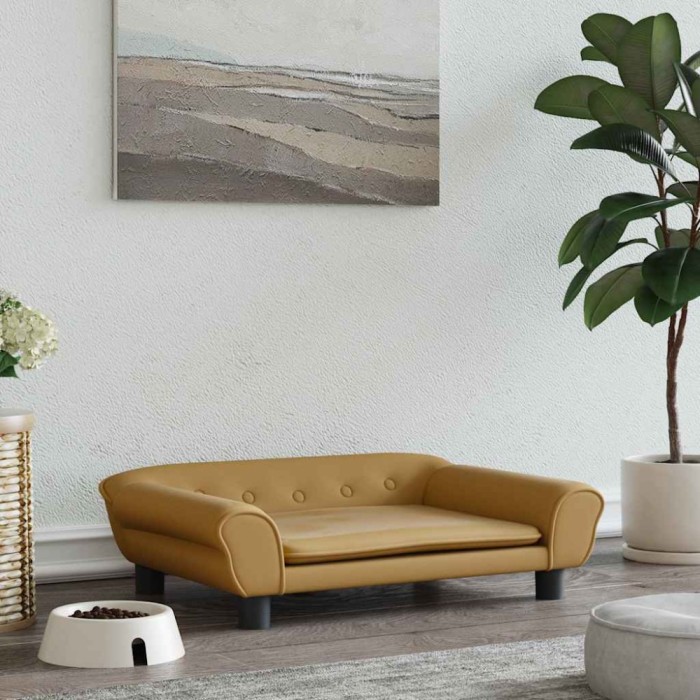 vidaXL Pat de c&acirc;ini, maro, 70x48x22 cm, catifea