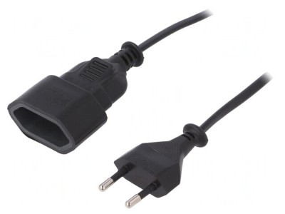Prelungitor Alimentare 3m PVC Negru 1 Priză 2,5A foto
