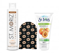 Pachet complet pentru autobronzare profesionala ST MORIZ cu Lotiune Instant Medium, Manusa si Exfoliant ST IVES foto