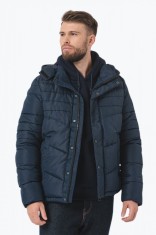 Geaca barbati cu gluga si buzunare oblice bleumarin (Marime: 3XL)
