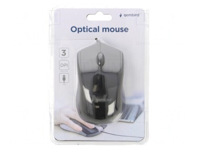 Mouse optic USB negru cu cablu 1,35m 3 butoane foto