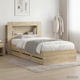 Cumpara ieftin Cadru de pat cu depozitare si tablie Stejar Sonoma 75 x 190 cm