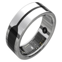 Inel Smart Premium Negru &ndash; Nano Ceramic/Inox, Fitness Tracker, Ritm Cardiac, IP68, Android, Mărime 7