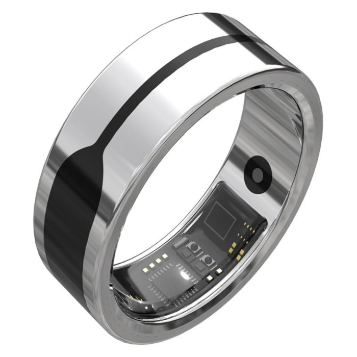 Inel Smart Premium Negru &ndash; Nano Ceramic/Inox, Fitness Tracker, Ritm Cardiac, IP68, Android, Mărime 7