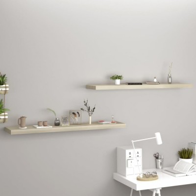 vidaXL Rafturi perete suspendate, 2 buc., stejar, 120x23,5x3,8 cm, MDF 323884 foto