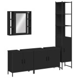 Set dulapuri de baie, 4 piese, negru, lemn prelucrat