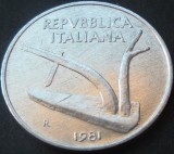 Cumpara ieftin Moneda 10 LIRE - ITALIA, anul 1981 * cod 3127 = A.UNC, Europa, Aluminiu