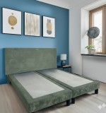 Pat Milano Premium din Lemn Masiv - 160&times;200 cm Verde Menta / Pat