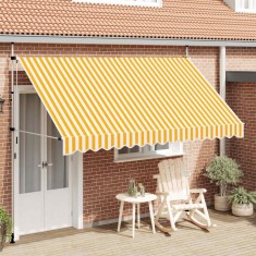 Copertină retractabilă manual, portocaliu și alb, 350 cm, dungi