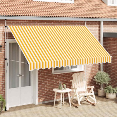 Copertină retractabilă manual, portocaliu și alb, 350 cm, dungi foto
