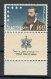 Israel 1954 Mi 100 + tab MNH - 50 de ani de la moartea lui Theodor Herzl
