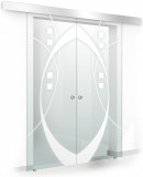 Usa culisanta Boss &reg; Duo model Shine alb, 85+85x215 cm, sticla Gri securizata, glisanta in ambele directii, Modern Glass Art