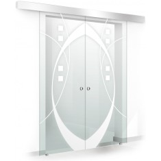 Usa culisanta Boss &reg; Duo model Shine alb, 60+60x215 cm, sticla Gri securizata, glisanta in ambele directii
