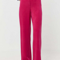 MAX&Co. pantaloni femei, culoarea roz, drept, high waist