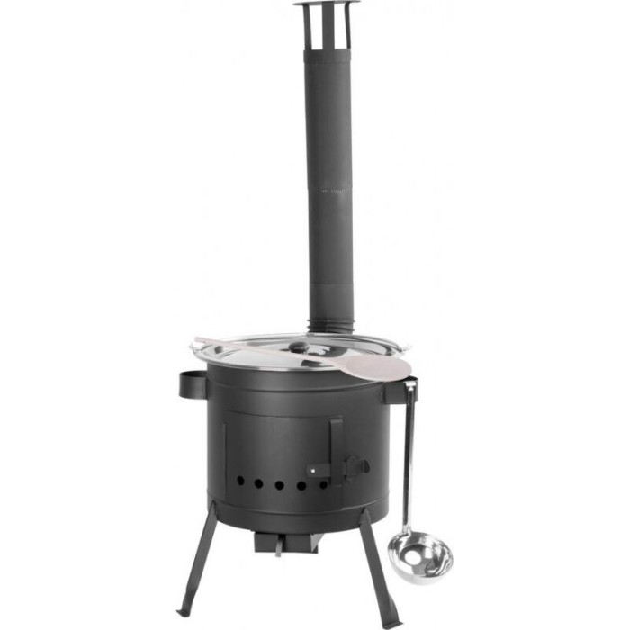 Soba cu ceaun/tuci, cu burlane, 42 cm, ceaun de 22 L, polonic, lingura lemn, Strend Pro