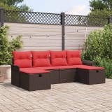 vidaXL Set de canapele pentru grădină cu pernă 6 pcs Rattan poli 3360255