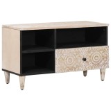 vidaXL Cabinet TV cu sertar Alb 80 x 33,5 x 46 cm Lemn de mango solid 4018385