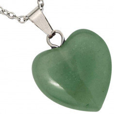 Pandantiv Aventurin, piatra norocului, cristal natural Inimă verde 15 mm