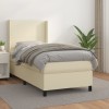 VidaXL Pat box spring cu saltea, crem, 100x200 cm, piele ecologică 3132365