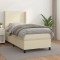 vidaXL Pat box spring cu saltea, crem, 100x200 cm, piele ecologică 3132365