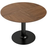 HOMCOM Masă rotundă pentru 6 persoane, masă de bucătărie cu blat generos și bază din oțel, &Oslash; 110 x 78 cm, maro | Aosom Romania