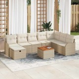 Cumpara ieftin Set de canapele pentru grădină cu pernă 9 pcs Bej Rattan poli
