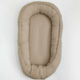 Cosulet bebelus New Baby Baby Nest 80 x 50 cm din muselina beige