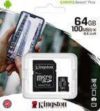Card de memorie Kingston microSDHC 64GB, Class 10 + Adaptor Canvas Plus + Ambalaj Retail, 64 GB