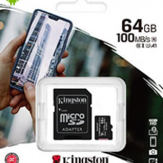 Card de memorie Kingston microSDHC 64GB, Class 10 + Adaptor Canvas Plus + Ambalaj Retail