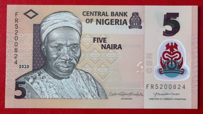 Nigeria 5 Naira 2020 polimer UNC necirculata **