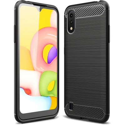 Husa TPU Forcell Carbon pentru Samsung Galaxy A01, Neagra foto