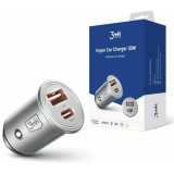 Incarcator Auto 3mk HyperCharger Quick Charge 30W 1 X USB - 1 X USB Type-C Argintiu