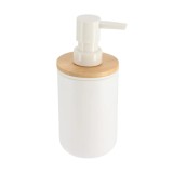 Dispenser Săpun Plastic 300 Ml &ndash; Alb/Bamboo