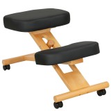 HOMCOM Scaun Ergonomic pentru Genunchi cu &Icirc;nălțime Reglabilă din Lemn cu Rotile, 42x70x42-52 cm, Negru | Aosom Romania
