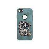 Husa iPhone SE2022 Lemontti Embroidery Gray Puppy