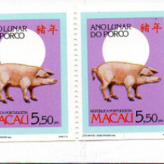 MACAU 1995, Anul Nou Chinezesc, Fauna, serie neuzata, carnet, MNH