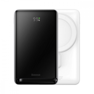 Baseus Magnetic Bracket Power Bank With Wireless Charging MagSafe 10000mAh 20W White (PPCX000002) + USB Type C Cable Baseus Xiaobai Series 60W 0.5m foto