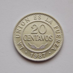 20 CENTAVOS 1987 BOLIVIA-XF