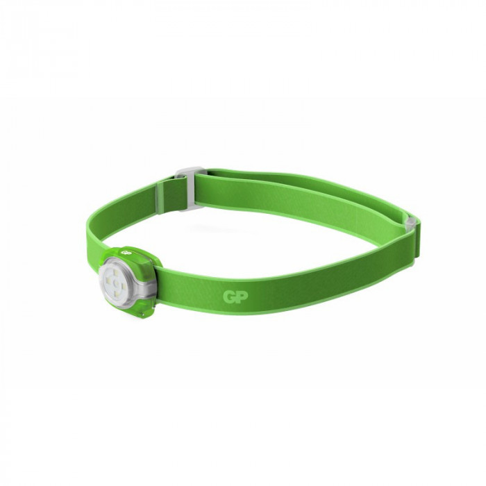 Lanterna frontala LED GP, 40 lm, 3 setari luminozitate, curea reglabila, verde