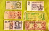 H48-Lot 7 Bancnote straine circulate stare buna: Argentina, China, Arabia, Croatia( DUBLA), Italia.