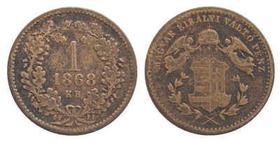 a562 UNGARIA 1 KRAJCZAR 1868 KB VF FRUMOASA foto