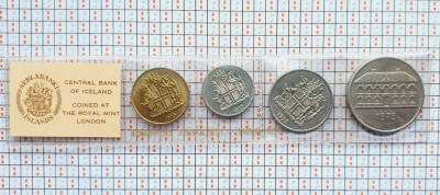 Set monetarie 1975 Islanda 1, 5, 10, 50 kronur UNC - M01 foto