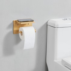 Suport hartie igienica WC Vallentuna bambus natur [en.casa] HausGarden Leisure foto