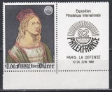 Franta 1980 - Expoziția internațională de timbre &bdquo;Philexfrance 82&rdquo; - Paris, Autoportret D&uuml;rer din 1493, Serie cu Vinietă, MNH, Nestampilat