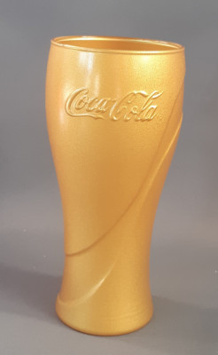 Pahar din sticla, pentru colectie - Coca Cola Gold foto