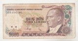 bnk bn Turcia 5000 lire (1990) circulata