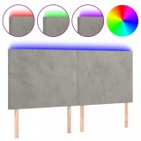 Cumpara ieftin Tablie de pat cu LED, gri deschis, 200x5x118/128 cm, catifea