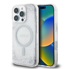 Husa pentru iPhone 16 Pro Max - Guess Hardcase Resin Gradient Glitter MagSafe (GUHMP16XRGRGES) - Silver foto